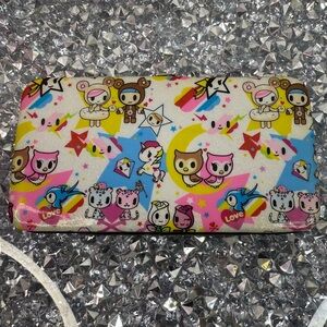 tokidoki wallet Sparkle Rainbow Character Zip Wallet - Pink, Blue, Yellow, White